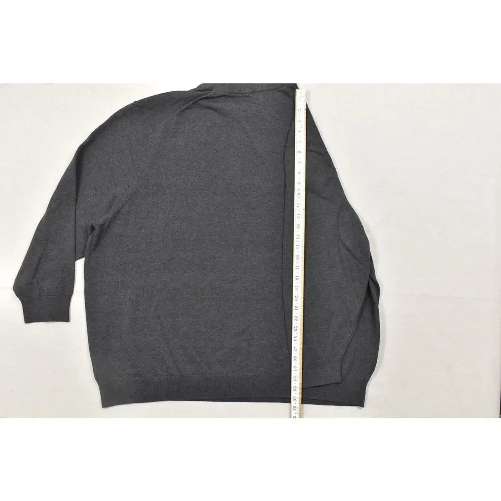HB Men's 4XL 1/4 Zip Pullover Sweater Charcoal Gray 100% Cotton Mock Neck